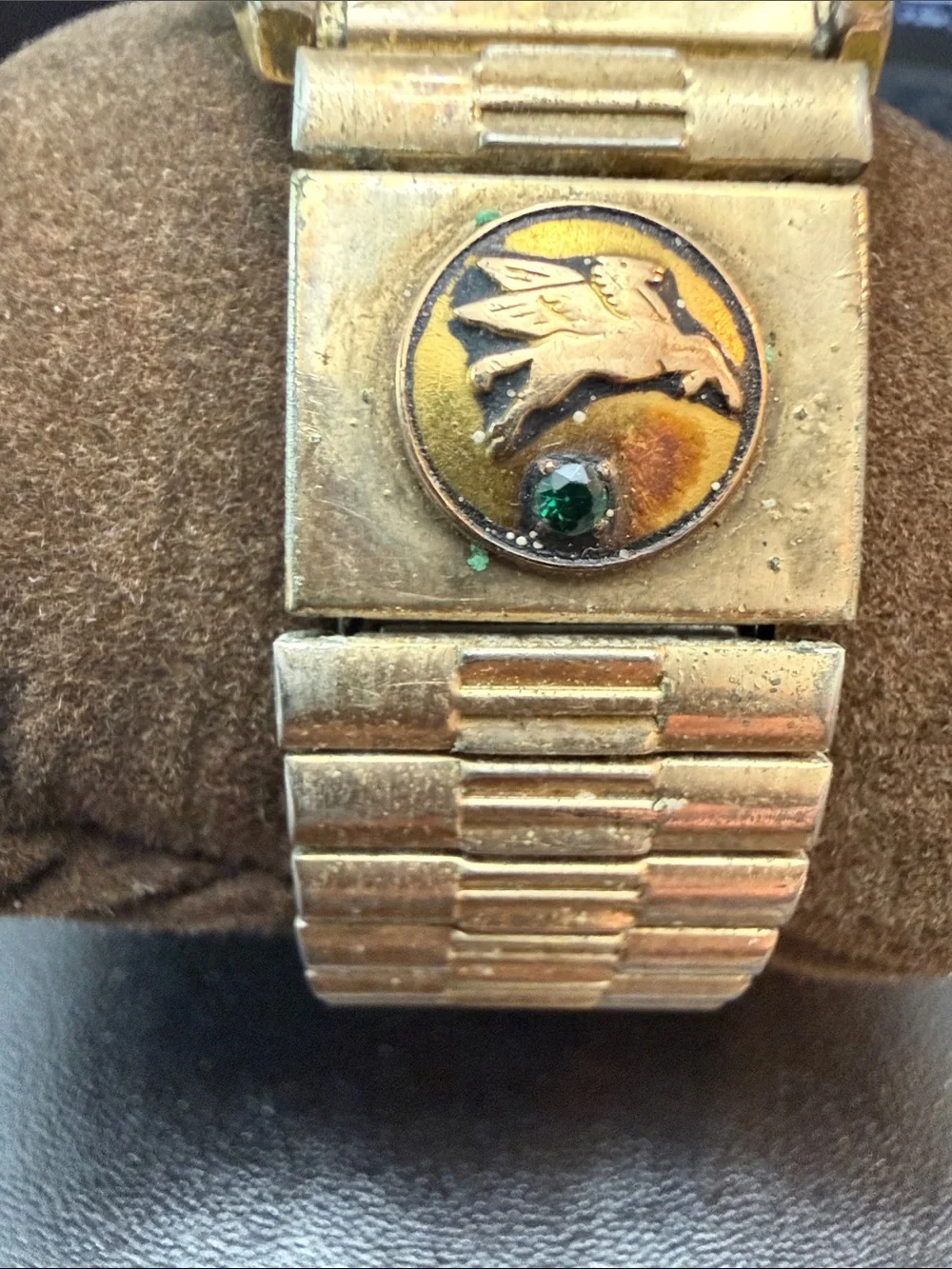 Vintage Benrus Series 3021 WristAlarm Watch Mobil Gas Pegasus Expansion Bracelet